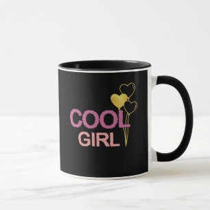 Cooles Mädchen Rosa und Gold Herzballons Chic Tasse