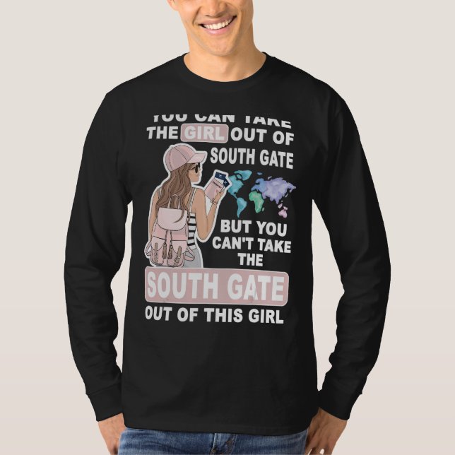 Cooles Mädchen von South Gate City Proud South Gat T-Shirt (Vorderseite)