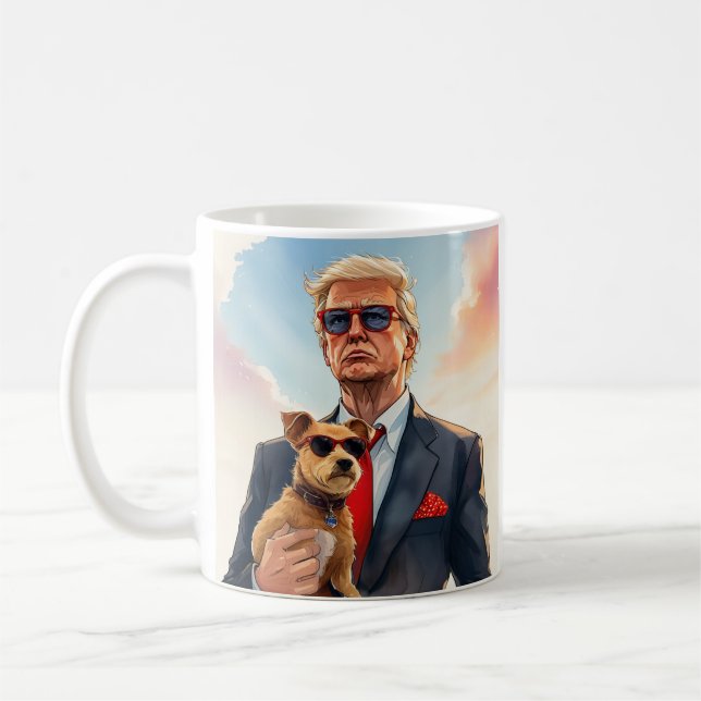 Cooles MAGA Cat TRUMP Halten einer niedlichen Sonn Kaffeetasse (Links)