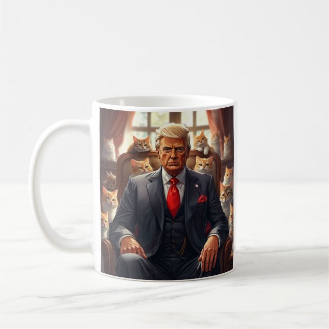 Cooles MAGA Cat TRUMP umgeben von KITTENS lustig Kaffeetasse (Links)