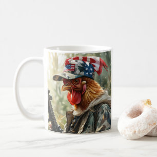 Cooles MAGA-Hühnchen mit Gun Camouflage Cap Rooste Kaffeetasse
