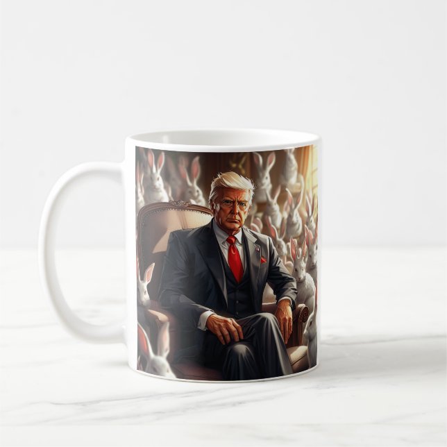 Cooles MAGA Kaninchen TRUMP umgeben von BUNNYS lus Kaffeetasse (Links)