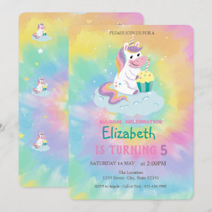 Cooles magisches Einhorn Regenbogen Tie Dye Geburt Einladung