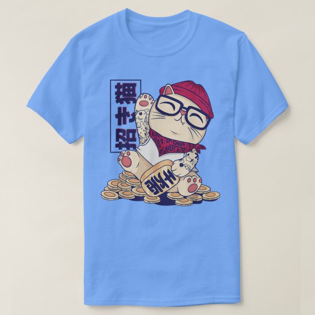 Cooles Maneki Neko T-Shirt (Design vorne)