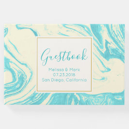 Cooles Marmordesign in Türkis und Creme Gästebuch