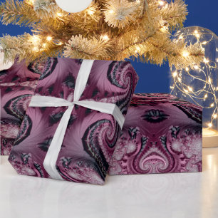 Cooles Maroon und Schwarz Dekoratives Fraktal Must Geschenkpapier
