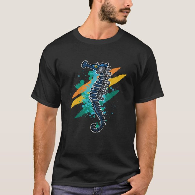 Cooles mechanisches Seepferd T-Shirt (Vorderseite)