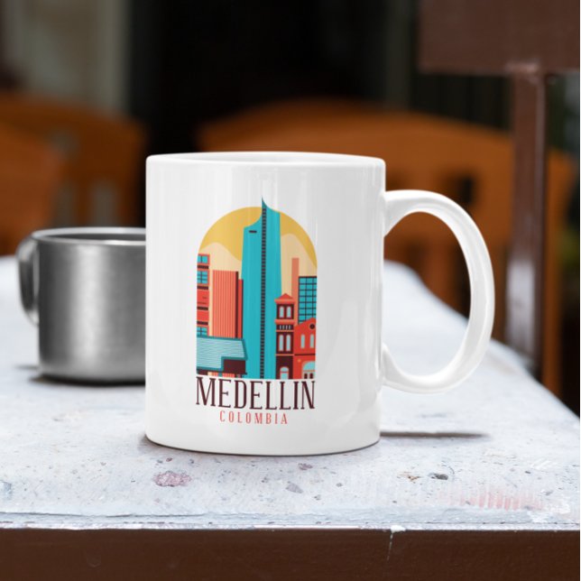 Cooles Medellin Kolumbien Vintages Stadtbild Kaffeetasse (Medellin Colombia Vintage Cityscape Coffee Mug)