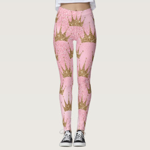 cooles Meerjungfrau Glitzer Chic Rosa Goldene Tiar Leggings