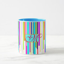 Cooles "Mehrfarbenstreifen" Mustermonogramm Tasse
