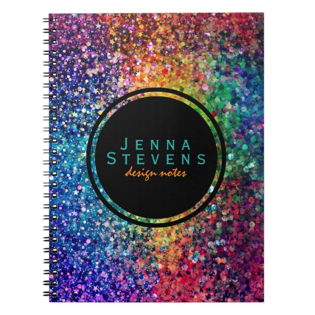 Cooles mehrfarbiges Retro-Glitzer & Glitzern Muste Notizblock (Vorderseite)