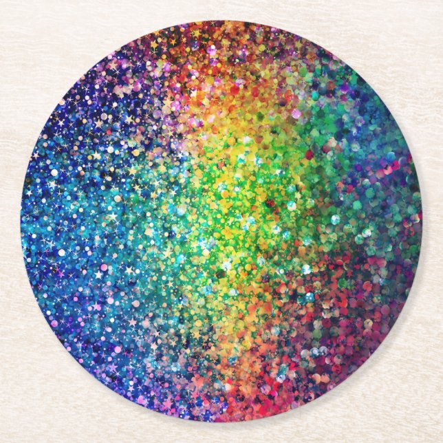 Cooles mehrfarbiges Retro-Glitzer & Glitzern Muste Runder Pappuntersetzer (Vorderseite)