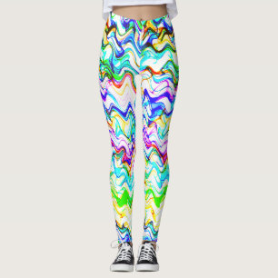 Cooles mehrfarbiges Wavy Zig Zag Muster Leggings