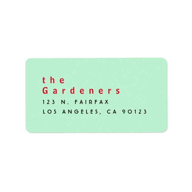 Cooles Minimalistisches Rotes Rotes Schwarz Adressaufkleber (Vorne)