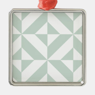 Cooles Mint Geometric Deko Cube Muster Silbernes Ornament