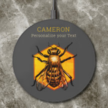 Cooles Modern Honey Bee Logo Graugelber, benutzerd