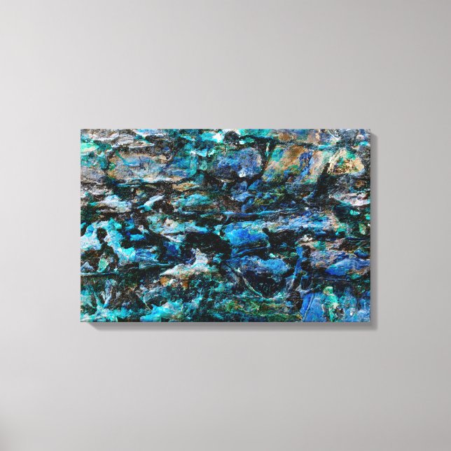 Cooles, modernes, blaues Lackdesign für alte Wandg Leinwanddruck (Vorderseite)