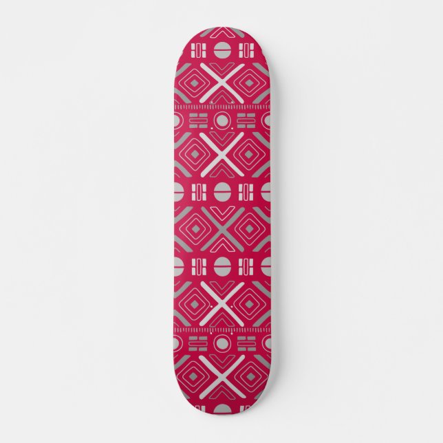 Cooles modernes geometrisches, rosa Silbermuster Skateboard (Vorne)