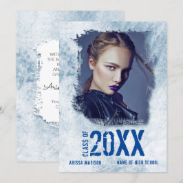 Cooles modernes Grunge Doppelseitiges Foto Blue Gr Ankündigung