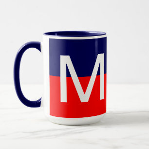 Cooles modernes rotes weißes und blaues Monogramm Tasse