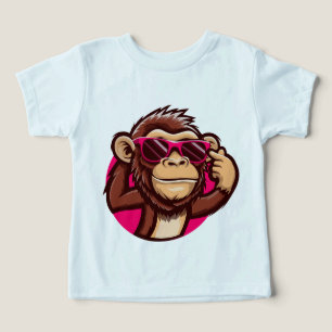 Cooles Monkey-Baby-T-Shirt mit rosa Sonnenbrille