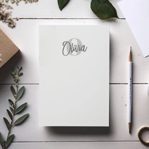 Cooles Monochrome Gray Trendy Script Monogram Post-it Klebezettel