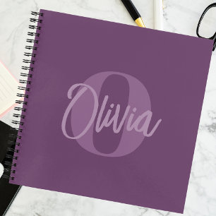 Cooles Monochrome Lila Trendy Script Monogram Notizbuch