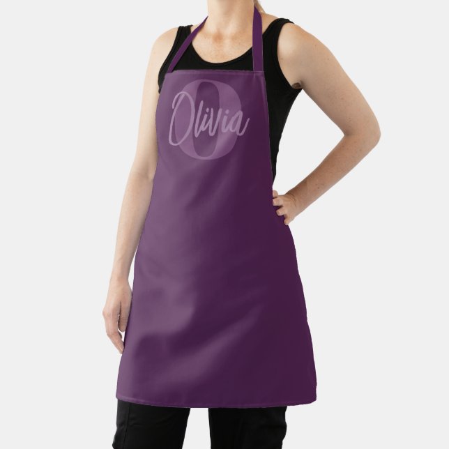 Cooles Monochrome Lila Trendy Script Monogram Schürze (InSitu)
