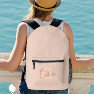 Cooles Monochrome Rosa Modernes Script Monogramm Bedruckter Rucksack