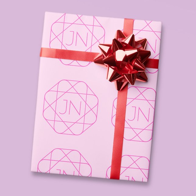 Cooles Monogramm, Angesagter Logo-Stil | Rosa und  Geschenkpapier (Von Creator hochgeladen)