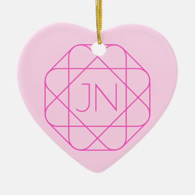 Cooles Monogramm, Angesagter Logo-Stil | Rosa und  Keramik Ornament (Vorne)