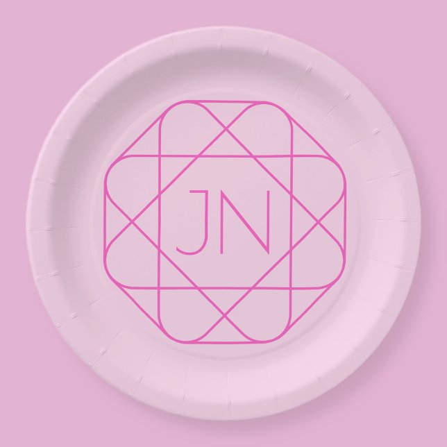 Cooles Monogramm, Angesagter Logo-Stil | Rosa und  Pappteller (Von Creator hochgeladen)