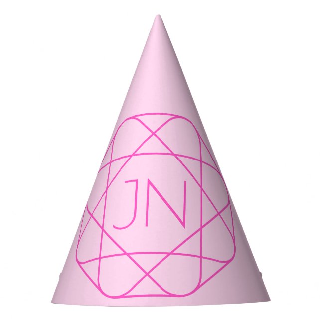 Cooles Monogramm, Angesagter Logo-Stil | Rosa und  Partyhütchen (Vorderseite)