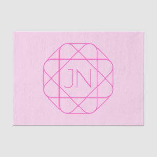 Cooles Monogramm, Angesagter Logo-Stil   Rosa und  Seidenpapier