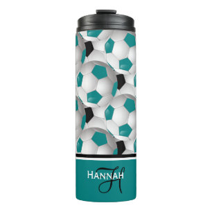 Cooles Monogramm-aquamarines schwarzes Thermosbecher