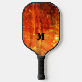 Cooles Monogramm für die Orangenschwarze Flame Pickleball Schläger