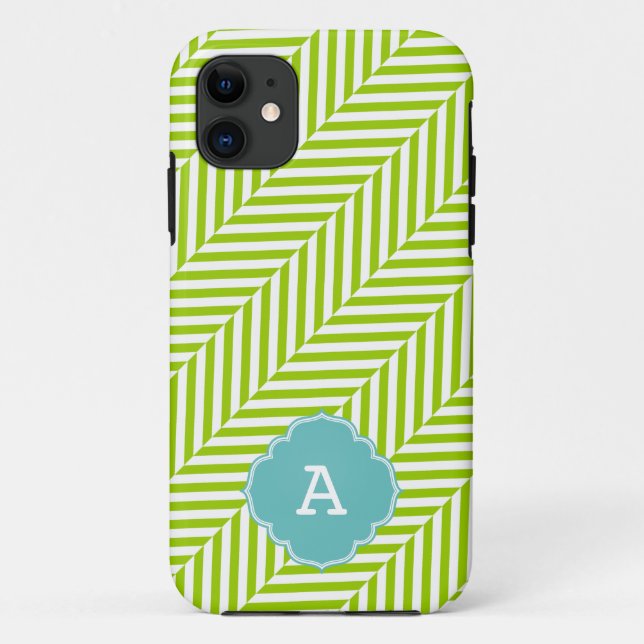 COOLES Monogramm Herringknochenmuster Limon türkis Case-Mate iPhone Hülle (Rückseite)