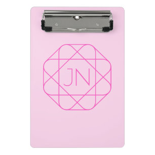 Cooles Monogramm, hipper Logo-Stil Pink & Magent Mini Klemmbrett