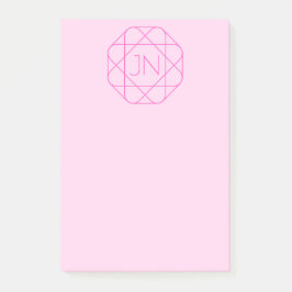 Cooles Monogramm, hipper Logo-Stil | Rosa & Magent Post-it Klebezettel