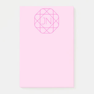 Cooles Monogramm, hipper Logo-Stil Rosa & Magent Post-it Klebezettel