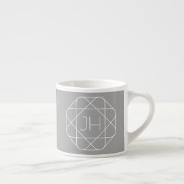 Cooles Monogramm, hipper Logo-Stil-Vibe | Grau & W Espressotasse