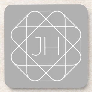 Cooles Monogramm, hipper Logo-Stil-Vibe Grau & W Getränkeuntersetzer