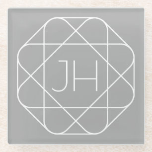 Cooles Monogramm, hipper Logo-Stil-Vibe Grau & W Glasuntersetzer