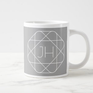 Cooles Monogramm, hipper Logo-Stil-Vibe Grau & W Jumbo-Tasse