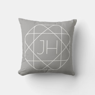 Cooles Monogramm, hipper Logo-Stil-Vibe Grau & W Kissen