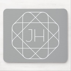 Cooles Monogramm, hipper Logo-Stil-Vibe Grau & W Mousepad