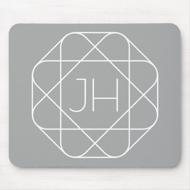 Cooles Monogramm, hipper Logo-Stil-Vibe | Grau & W Mousepad (Vorne)