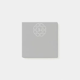 Cooles Monogramm, hipper Logo-Stil-Vibe | Grau & W Post-it Klebezettel