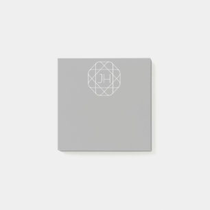 Cooles Monogramm, hipper Logo-Stil-Vibe Grau & W Post-it Klebezettel