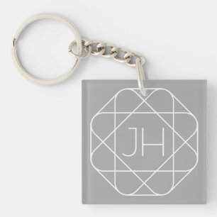Cooles Monogramm, hipper Logo-Stil-Vibe Grau & W Schlüsselanhänger